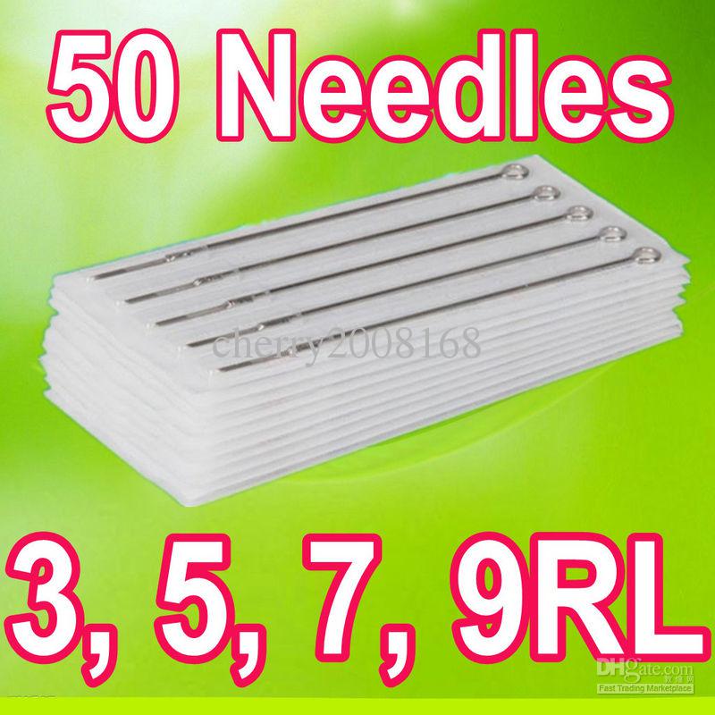 Drop Shipping 3RL 5RL 7RL 9RL PACK 50 Assorted Sizes Sterile Tattoo Needles Round Liner Supply