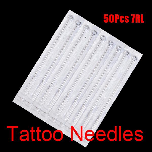 50Pcs 7RL Disposable Sterile Tattoo Needles 7 Round Liner For Tattoo Gun Ink Cups Tips Kits