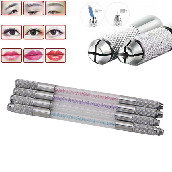 Manual Double Crystal Acrylic Tattoo Pen Microblading Permanent Eyebrow Tools