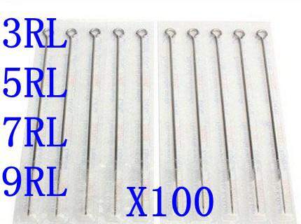 100pcs/Set Tattoo Needles Round Liner 3RL 5RL 7RL 9RL Mixed Assorted Sterilize