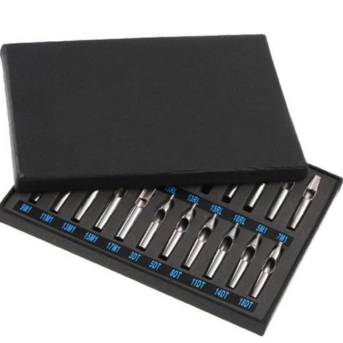 New Hot Pro 22 Pcs Stainless Steel Round Tattoo Nozzles Tips Needles Grip Machine Set shipping