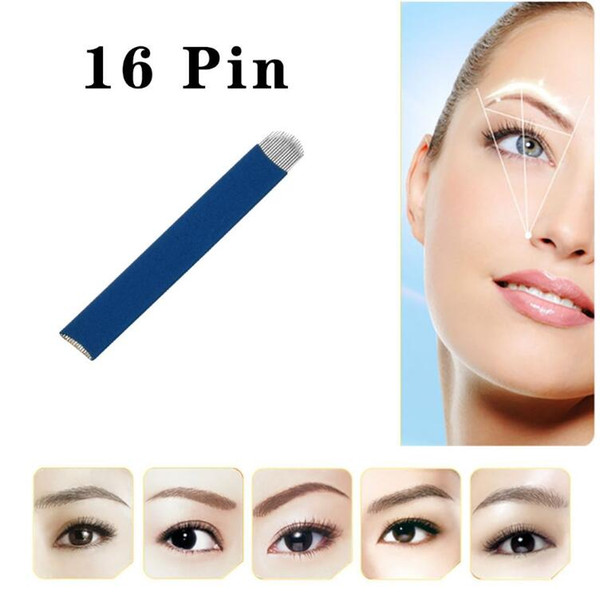 100pcs 16/18 Pin U Shape Tattoo Needles Permanent Makeup Eyebrow Embroidery Blade For 3D Microblading Manual Tattoo Needle