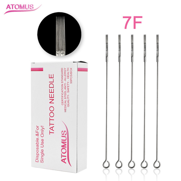 50pcs Disposable Sterile Professional 7F 9F Tattoo Needles Premium Surgical Stainless Steel Needles for Permanent Makeup