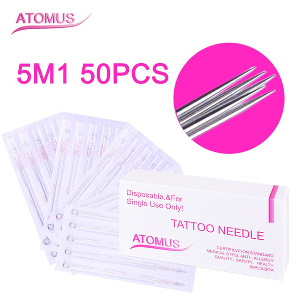 50pcs/lot 5M1 For Tattoo Ink Cups Tip Kit Pre-made Sterilized Tattoo Needles Supply Disposable Sterile Disposable Tattoo Gun Kits