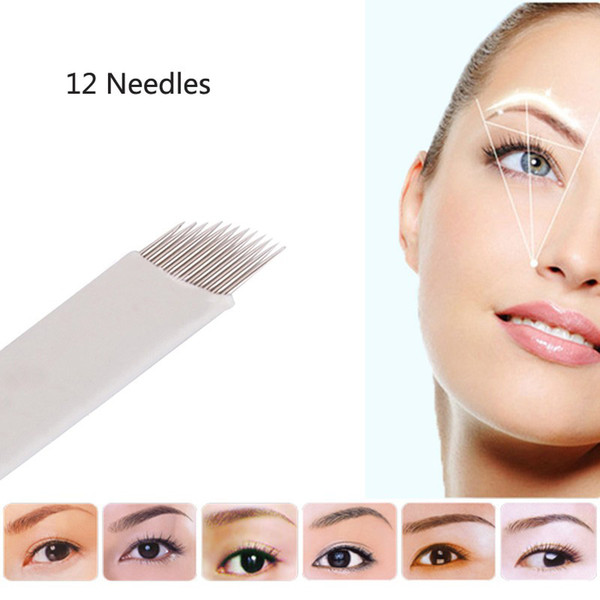 100 Pcs Microblading Needles 12 pins for Microblading Embroidery Pen Pernement Makeup Eyebrow Tattoo Supplies