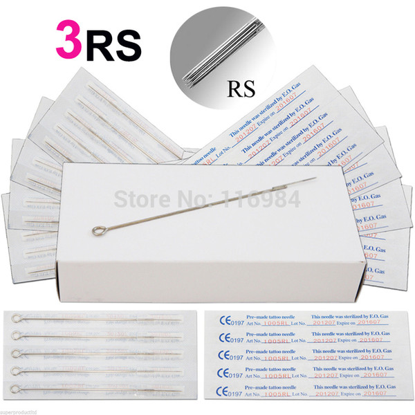 50 pcs Tattoo 3RS Round Shader Needles Disposable Sterile gun machine tube Supply