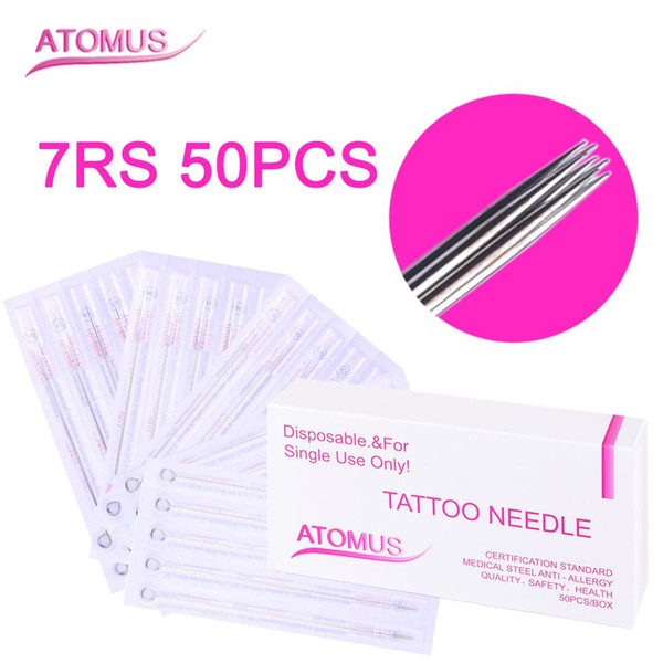 50pcs/lot Tattoo Ink Cups Tip Kit 7RS Pre-made Sterilized Tattoo Needles Supply Disposable Sterile Disposable Tattoo Gun Kits