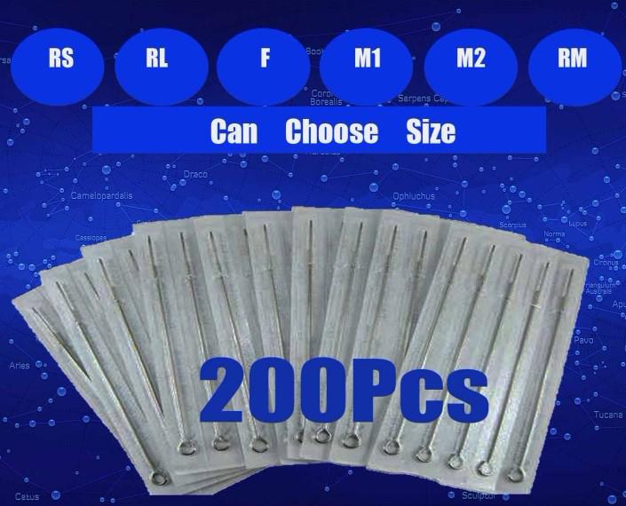 200pcs/Lot Best Quality Sterile Tattoo Needle Needles Assorted For Tattoo Gun Ink Kits Supplies