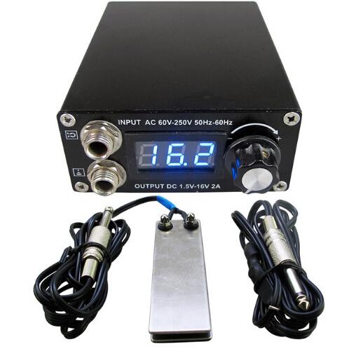 Professional Digital Dual Black Tattoo Power Supply Kit With 1pcs Foot Pedal Switch & 1pcs Clip Cord Free Shipping