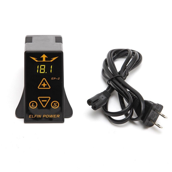 Wholesale-New Arrival ELFIN POWER EP-2 Tattoo Power Supply Digital LCD Black Tattoo Power Supply For Tattoo Machine Kit Free Shipping