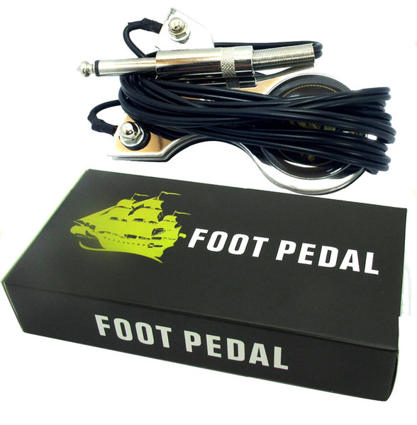 Wholesale-TATTOO power supply Stainless steel FOOT PEDAL SWITCH with silicone cable for Tattoo machine Gun LINER SHADER