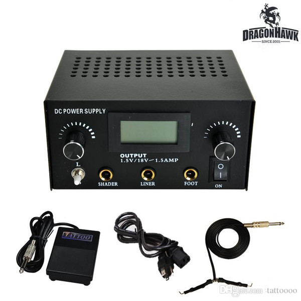 LCD Digital DUAL Machine Tattoo Power Supply Foot Pedal Switch Clip Cords Tattoo Supplies