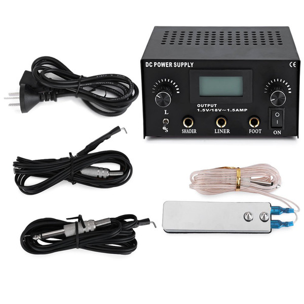 Wholesale-Stable Tattoo Power Supply Kit Tattoo Machine Set Digital LCD Dual Sewing Machine Feet Pedal Switch 2 Clip Cords Power Supplies