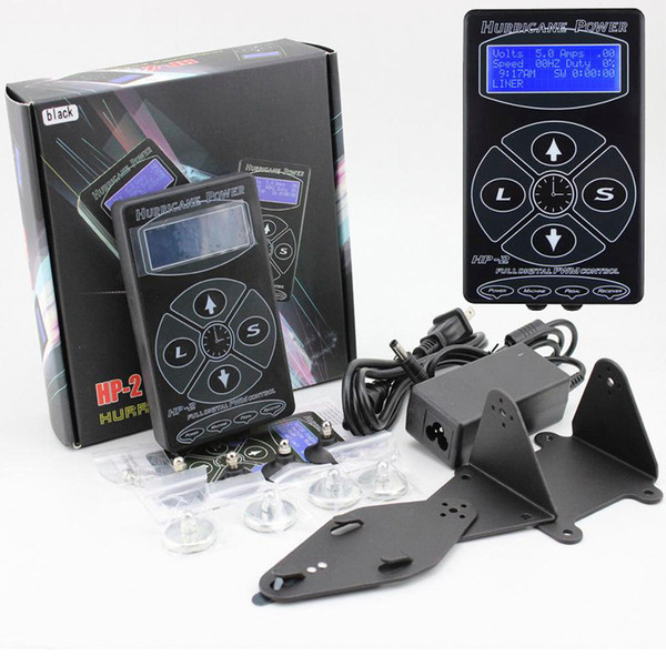 Newest Professional Black HP-2 Hurricane Tattoo Power Supply Digital Dual LCD Display Tattoo Power Supply Machines Free Shipping