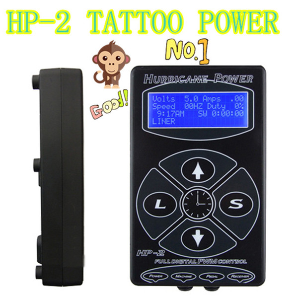 Best Sell Tattoo Power Supply Hurricane HP-2 Power Supply Tattoo Digital Dual Black Tattoo Power Supplies Unit Free Shipping
