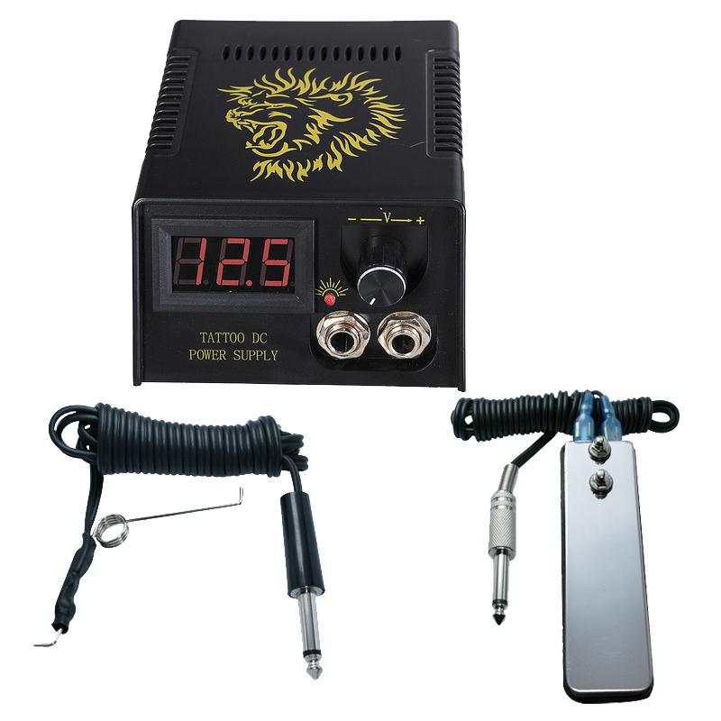 Digital LCD Tattoo Power Supply + Foot Petal + Clip cord For Tattoo Gun Needle Ink Grip Kits