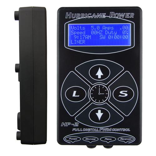 Wholesale-HOT Black Tattoo Power Supply Hurricane HP-2 Power Supply Professional Digital Dual LCD Display Tattoo Power Unit Free Shipping