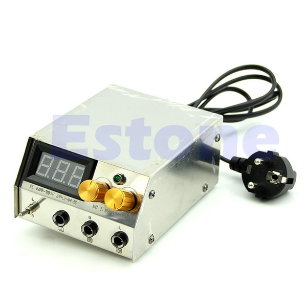 Wholesale New U119 Stainless Steel Professional LCD Dual Digital Tattoo Machine Power Supply US plug Free Shipping