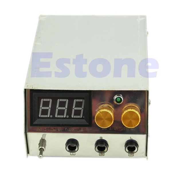 Wholesale-U119 Stainless Steel Professional LCD Dual Digital Tattoo Machine Power Supply US plug