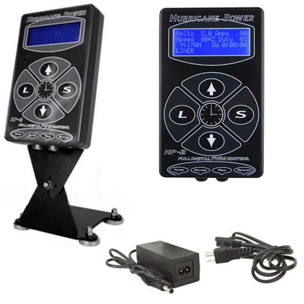 Wholesale-Pro Digital Dual Black Hurricane HP-2 Tattoo Machine Power Supply LCD Display Tattoo Power Supply -- TPN-012