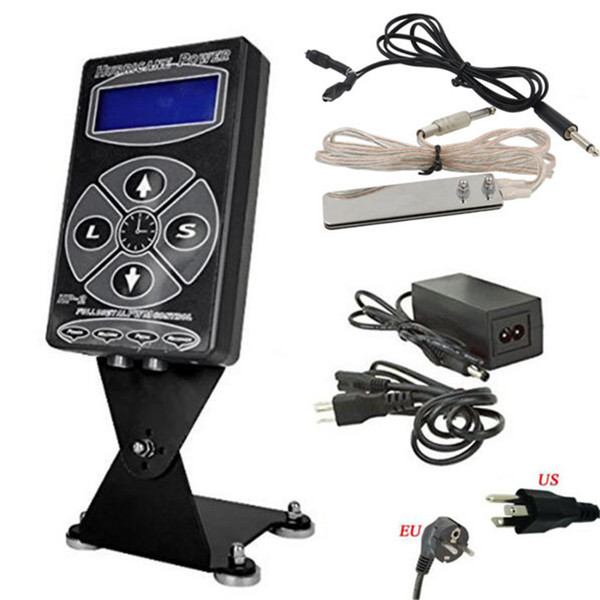 Wholesale- Pro Tattoo Kits Set 1pcs Hurricane HP-2 Dual Digital LCD Tattoo Power Supply w/ 1pcs Clip Cord & 1pcs Foot Pedal Free Shipping