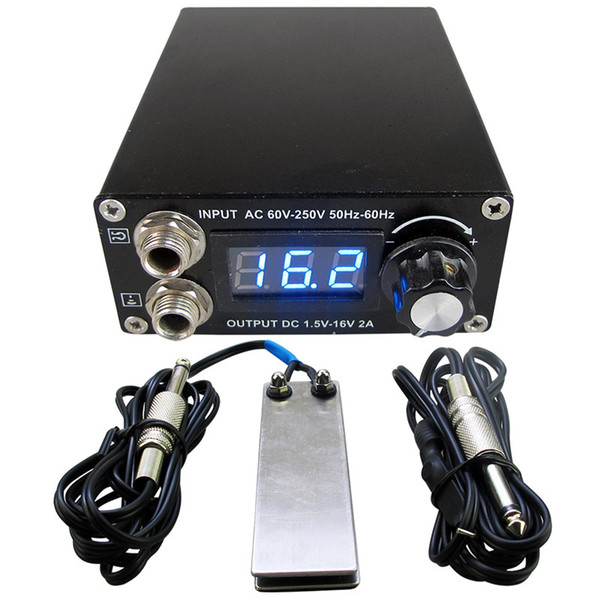 Tattoo Power Supply Set Kit LCD Display Double Ourput Digital Tattoo Power Supply Foot Pedal Switch Clip Cord Kit