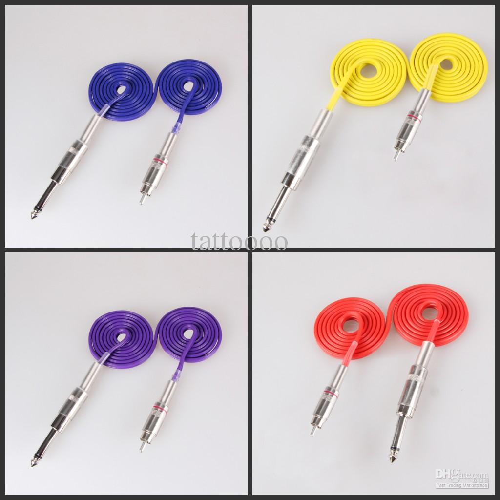 Tattoo supply 1 pcs Pro Silica Gel RCA Tattoo Power Clip Cords for rotary tattoo guns Machines 5 Colors free shippping