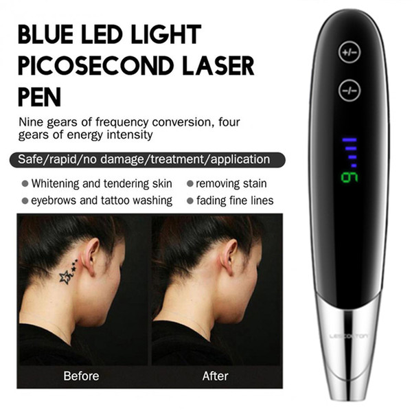 Lescolton Portable Mini Red Blue Light Laser Picosecond Pen Black Tattoo Removal Acne Scar Mole Freckle Dark Spot Black Pigment Removal