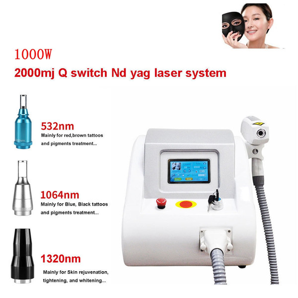 2018 New Portable 1000W 532nm 1064nm 1320nm Tattoo Pigments Removal Q Switch ND YAG LASER Beauty Salon machine