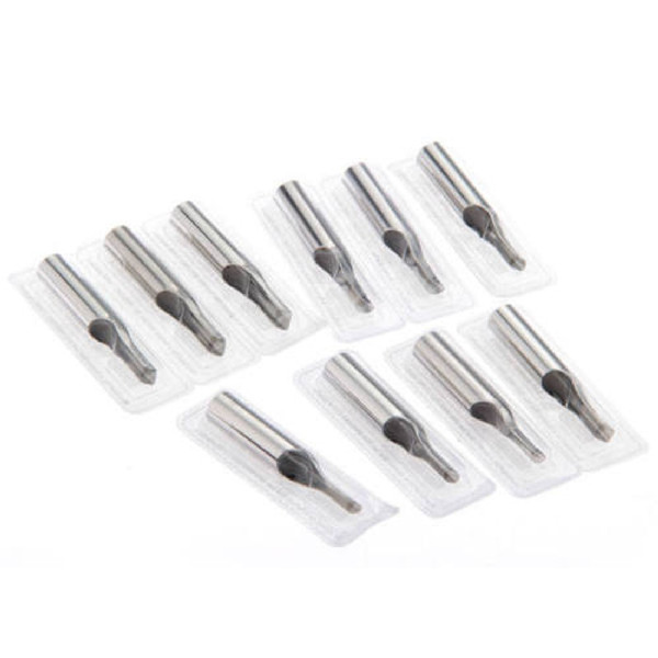 Wholesale-Hot High Quality 10Pcs Stainless Steel Nozzle Tip for Tattoo Machine Set kit silver color Supply needles tube free shipping