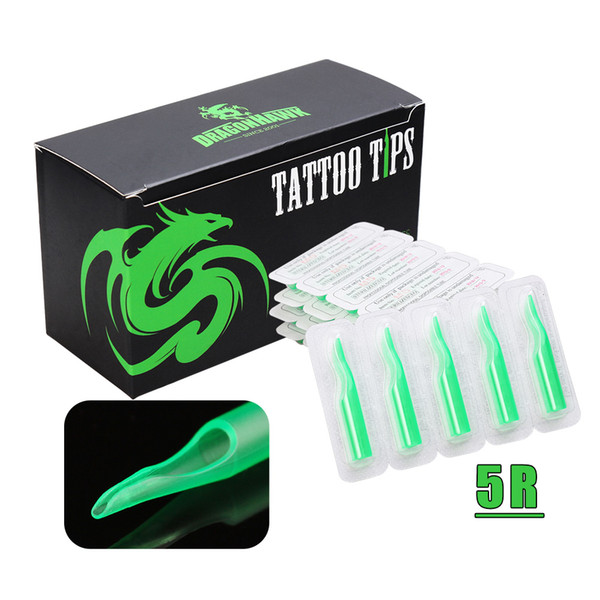 50pcs Sterile Steriled Disposable Tattoo Nozzle Tips Needle Tubes 3RT 5RT 7RT 9RT Round Tips Green Tip