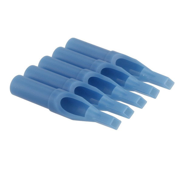 Wholesale-JEYL 50Pcs Sterile Assorted Plastic Disposable Tattoo Tips Blue Nozzles Tube 7FT