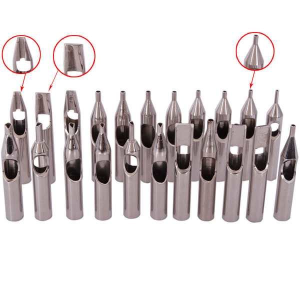 High Quality 22PCS 304 Stainless Steel Tattoo Tips Kit Tattoo Nozzle Tips Mixed Set For Tattoo Accessories Free Shipping