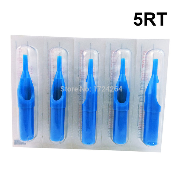 Wholesale-50Pcs (5RT+ 7RT) Disposable Tattoo Tips Blue Sterile Nozzle Tip Plastic Mixed Size For Tattoo Permanent Makeup Needles Tips