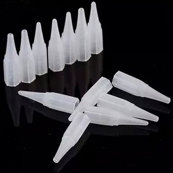 Wholesale- Size 1 RL White Plastic Tips Permanent Disposable Eyebrow Tattoo Makeup Tradition Needles Tattoos Machine Needles Caps 100PCS