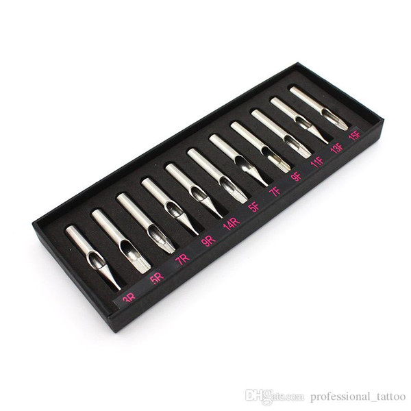 Hot Sale Best 11pcs Sizes Tattoo Tips 304 Stainless Steel Tattoo Nozzle Tips for Needles Set Kit Free Shipping