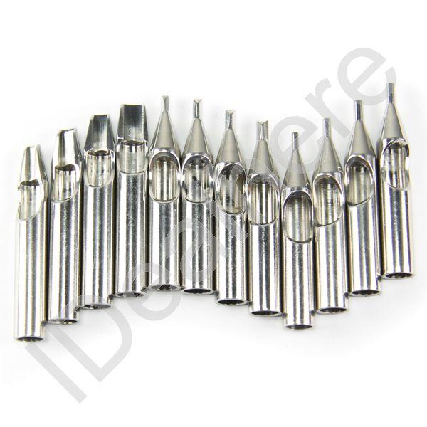 Wholesale-12 Pcs Stainless Steel Tattoo Tip Supply Professional Gun Machine Tattoo Nozzle For Needles Set Kit