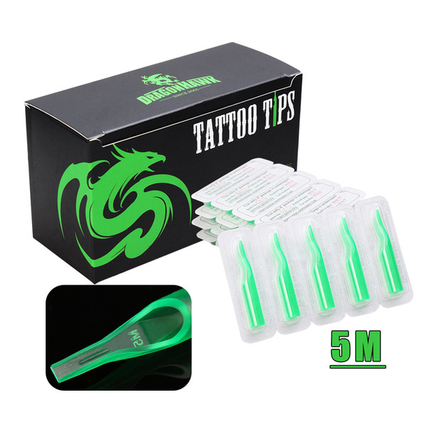 50pcs Sterile Steriled Disposable Tattoo Nozzle Tips Needle Tubes 5M 7M 9M Flat Tips Green Tip
