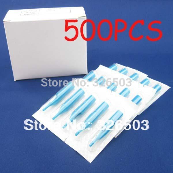 Wholesale-Lot Of 500PCS Blue Sterile Disposable Plastic Tattoo Tip Nozzles Supply BSDT-A-500