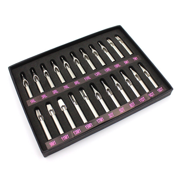 High Quality 22PCS 304 Stainless Steel Tattoo Tips Kit Tattoo Nozzle Tips Mixed Set For Tattoo Accessories Free Shipping