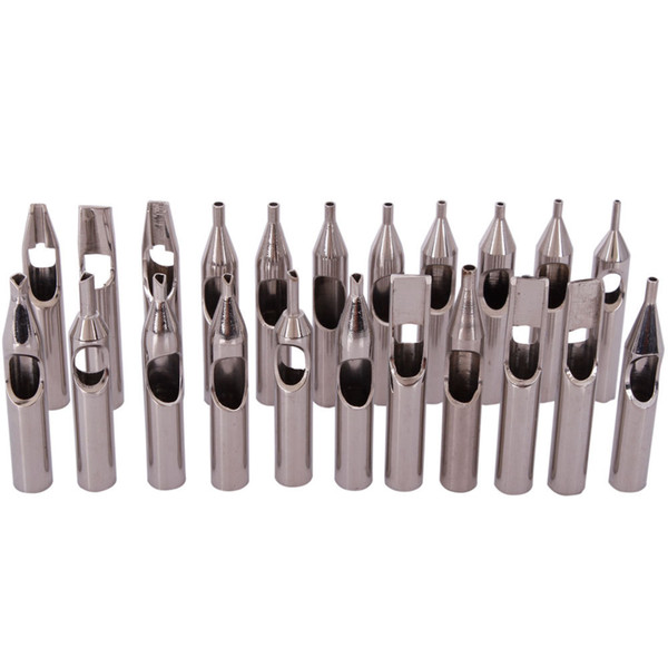 Wholesale-High Quality 22PCS 304 Stainless Steel Tattoo Tips Kit Tattoo Nozzle Tips Mixed Set For Tattoo Grip Free Shipping TL-101