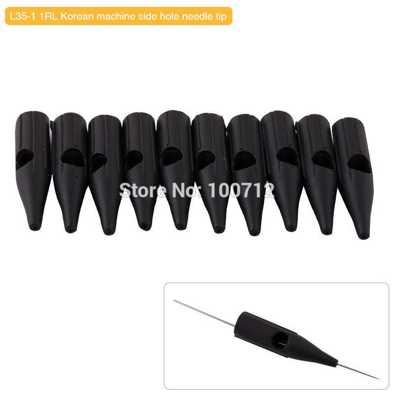 Wholesale-100pcs/Lot 1RL Permanent Makeup Tattoo Tips Pre-sterilized Disposable Korean machine side hole needle tips Supply Free Shipping