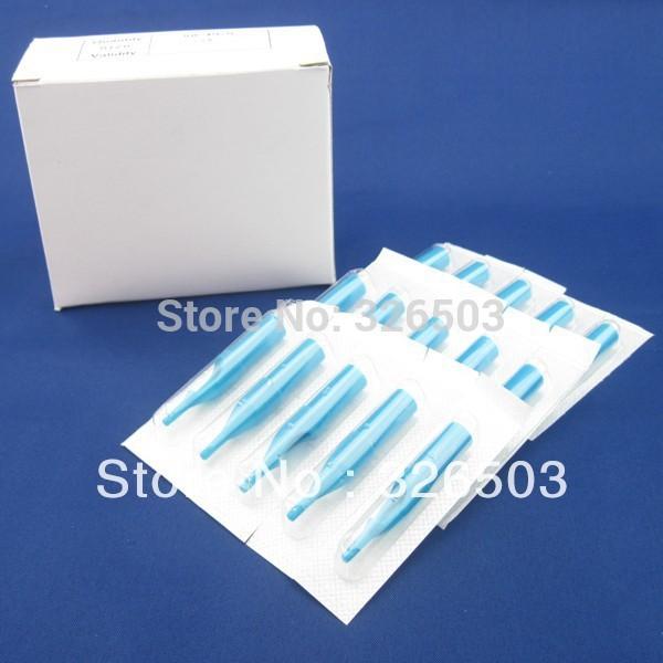 Wholesale-One Box Of 50PCS Round Size 7 Blue Disposable Short Tattoo Tips Nozzle Supply BSDT-A-7RT