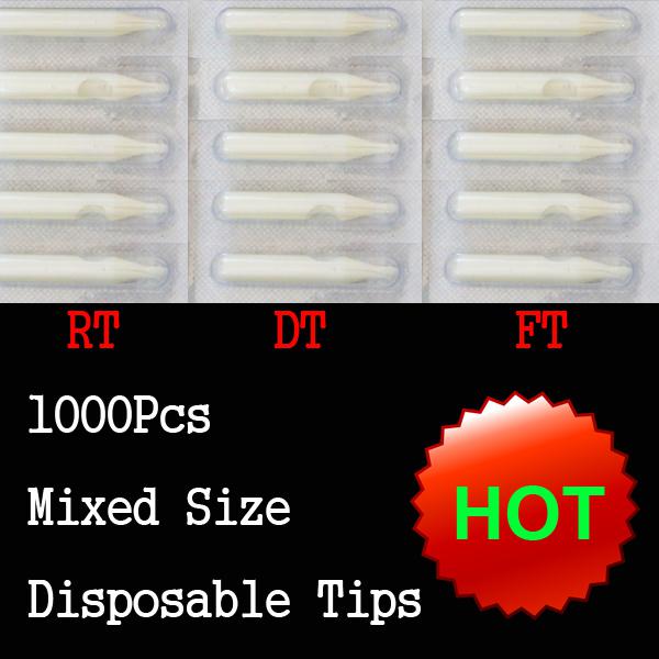 High Quality 1000Pcs Disposable Tattoo Tips White Color Assorted Mixed Size For Tattoo Gun Needle Ink Grip Kit