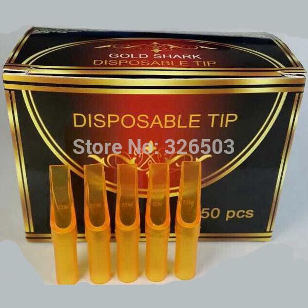 Wholesale-50PCS 13F Gold Shark Disposable Tattoo Sterile Tips Nozzle Supply - Flat/Magnum Size 13 GSDT-A-13FT