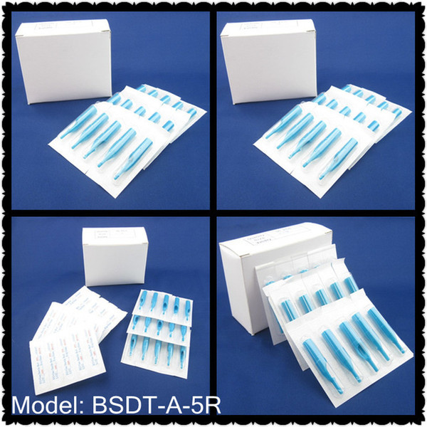 Wholesale-50pcs Round 5 Blue Disposable Short Tattoo Tips Nozzle Supply BSDT-A-5R#