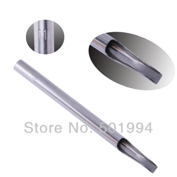 Wholesale-New 11F 10pcs Stainless Steel Silver Tattoo Tips Needle Tube Machine Supply Tattoo & Body Art