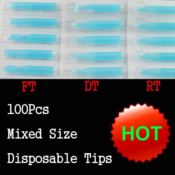 100Pcs Disposable Tattoo Tips Blue Color Assorted Mixed Size For Tattoo Gun Needle Ink Cups Grip Kits