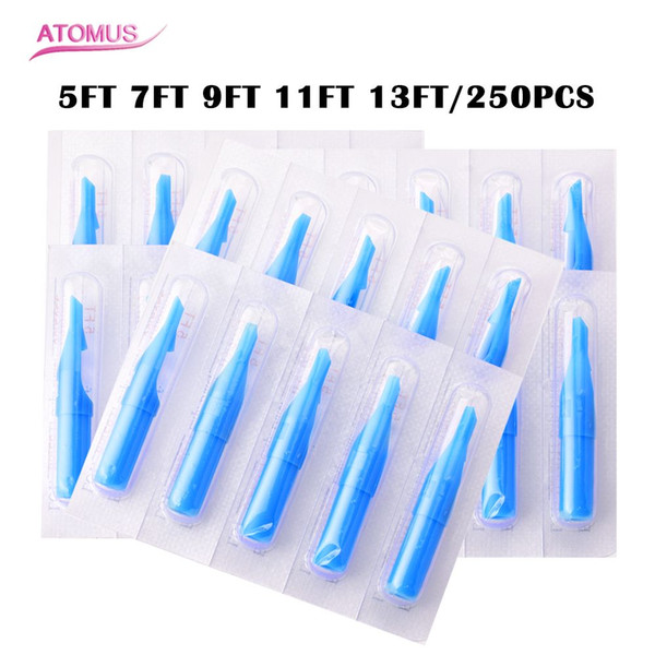 250Pcs Professional Tattoo Tips 5FT/ 7FT/ 9FT/ 11FT/13FT Disposable Tattoo Tips Blue Sterile Nozzle Tip Plastic For Tattoo