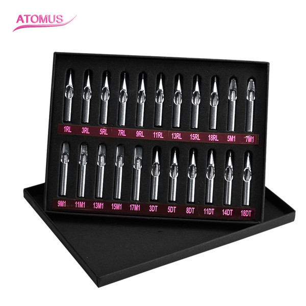 22 Pcs Tattoo Tips 304 Stainless Steel Nozzle Tube Needles Machine Reusable Kit Mix Set with 6pcs Aluminum Mix Colors Grips Tubes